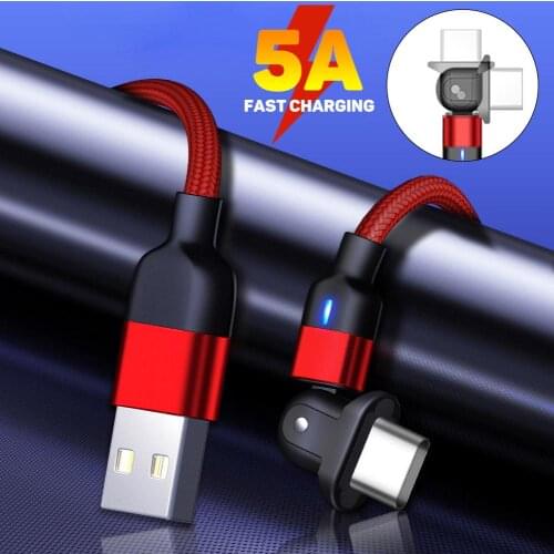5A Fast Charging Cable Micro USB Type-C Bendable Plug Data Cord Wire for Android