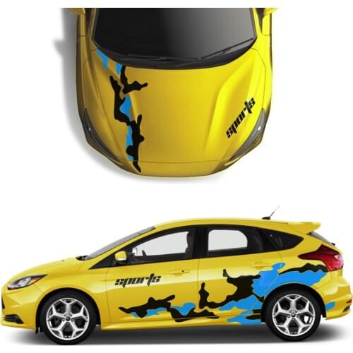 Car Accessories Sports Styling Door Side Vinyl Stickers Decals For Ford Focus 2 3 1 4 MK2 MK3 MK1 MK4 Auto Hood Decoration Film