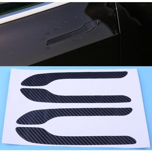 Car-4pcs/set Black Carbon Fiber Style Door Handle Decoration Cover Sticker Trim fit for Tesla Model 3