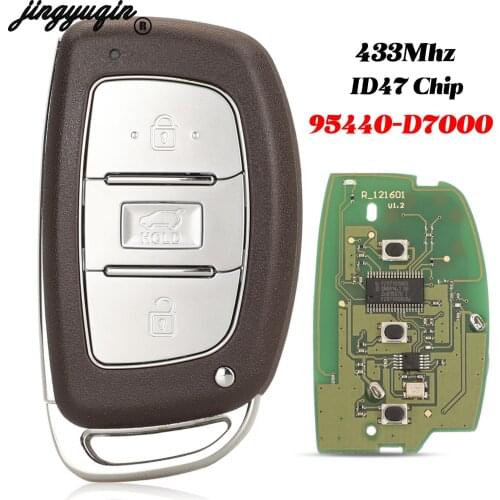 Jingyuqin 3 Button For Hyundai Tucson 2019 Smart Remote Car Key Fob 434Mhz ID47 Chip 95440-D7000 Keyless Go Uncut Toy40 Blade