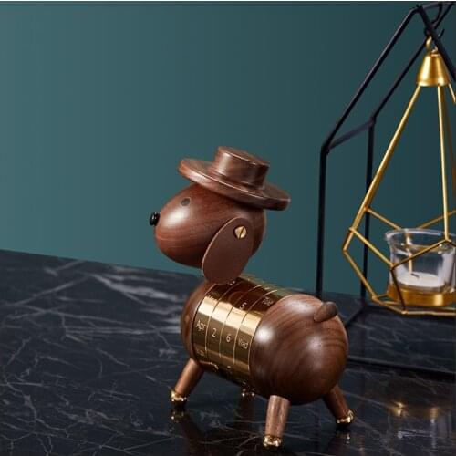 GY Puppy Calendar Creative Woodworking Room Wood Black Technology Gift Decoration High-End Birthday Ideas Gift for Men