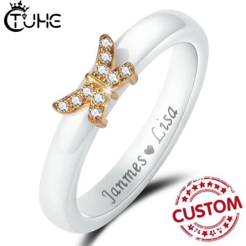 Personalized Rings Healthy Ceramic Customized Engraved With Name Texts Signature Handwriting Men Women Never Fade Ceramic Ring