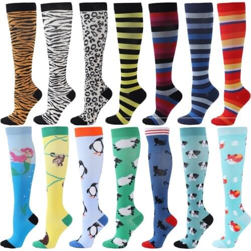 Compression Socks Varicose Veins Men Women Sports Running Socks Knee High 20-30mmgh Travel Nurses Compression Stocking