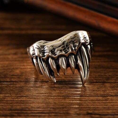 Real S925 Plain Silver Retro Personality Open Dragon Claw Single Domineering Mens Ring Exquisite Gift Jewelry