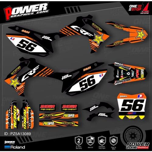 PowerZone Custom Team Graphics Backgrounds Decals 3M Stickers Kit For HONDA 2014-2017 CRF250R 2013-2016 CRF450R 089