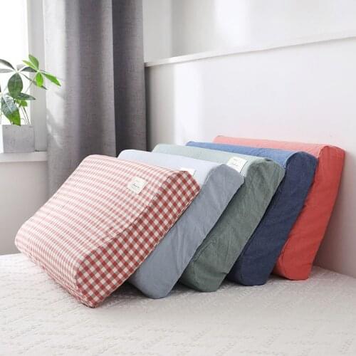 Pure Cotton Solid Color Plaid Latex Pillowcase Soft Cozy Memory Foam Pillow Case Adult Children Latex Pillow Protector Bedding