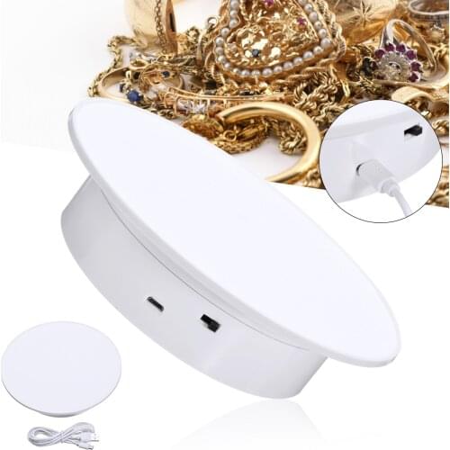 360 Degree Round Electric Rotating Photography Jewelry Display Stand Base for Photo Studio Jewelry Watch Phone Product Display
