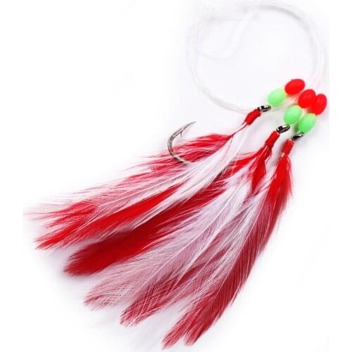 1pcs Fishing Bait Mackerel Rigs Skirt Feather Trolling Marlin Lures Bait with Beads Lure Baits Fish Line Freshwater Fishing Lure