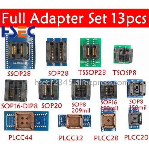13pcs SSOP28 TSSOP28 SOP28 SOP20 SOP16 SOP8 to dip8 150mil 200mil tssop20 ssop20 PLCC44 32 28 20 socket programmer adapter