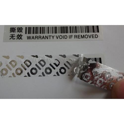 Void warranty sticker void label , leaving word"VOID" after peeling off