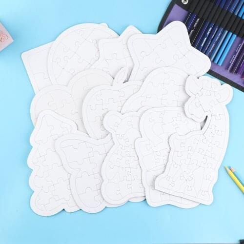 Blank Coloring Puzzle Paper White Mold Board Children DIY Production Puzzle Coloring Graffiti Painting Children Educational Toy