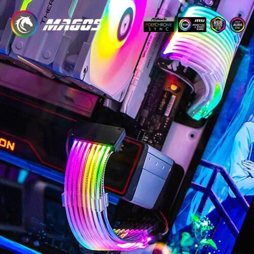 RGB Neon Line Computer PSU RGB Cable Kit 5V Symphony Colorful Light Row ATX 24Pin GPU 8Pin 2X 3X RTX 3080 3090 Cards Dedicated