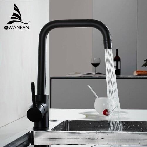 Kitchen Faucets Black Color Rotating Copper Crane Kitchen Sink Faucet Hot And Cold Water Brass Taps Kitchen Mixer Tap 866037R
