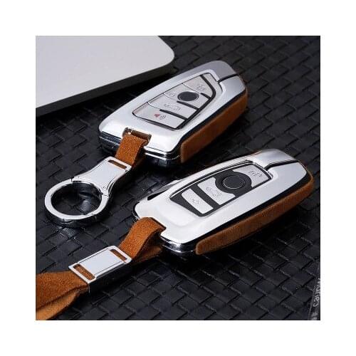Alloy Leather car Key Case Holder Cover bag For BMW X1 X3 X4 X5 X6 E90 E60 E36 E93 F15 F16 F48 G30 F11 F30 Accessories