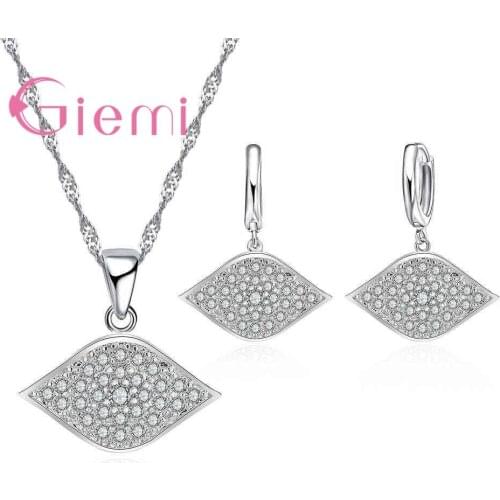 Wedding Bridal Sets 925 Sterling Silver Jewelry Set For Women Big Stone CZ Cubic Zirconia Necklace/Earring