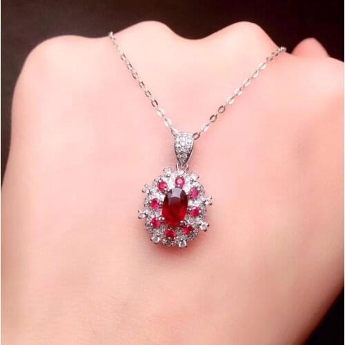 Fine Jewelry Real Pure18 K Gold Jewelry Natural 100% Ruby 0.69ct Gemstone Pendant Diamonds Pendant Gemstone Necklaces for Women
