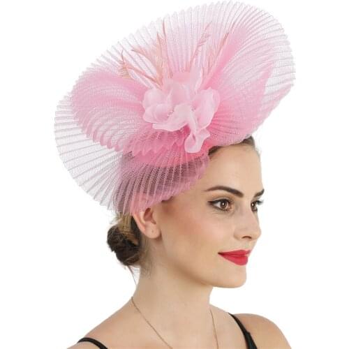 Women Bride Wedding Party Chic Fascinator Hat Hairpin For Elegant Ladies Cocktail Occasion Hair Accessories Mesh Flower Headwear