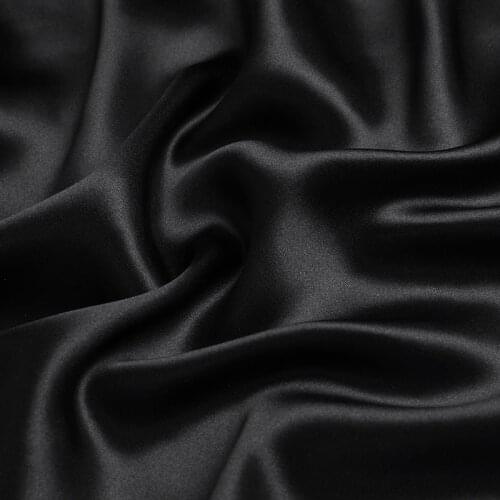 100% silk charmeuse satin 16mm 114cm(45") width black color mulberry silk fabric NO.03