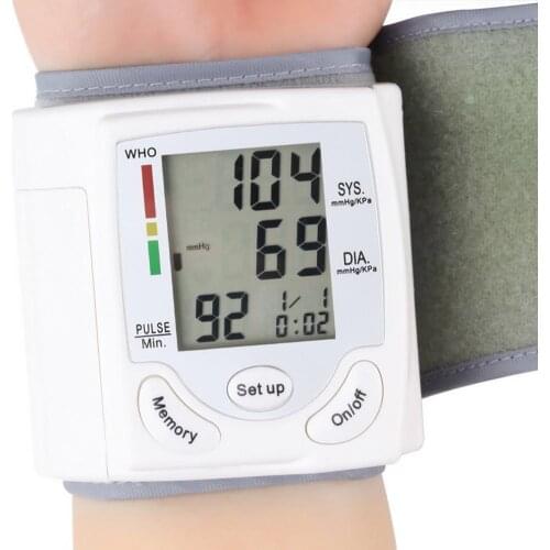 Automatic Digital Wrist Blood Pressure Monitor Sphygmomanometer Tonometer Tensiometer Heart Rate Pulse Meter BP Monitor Health