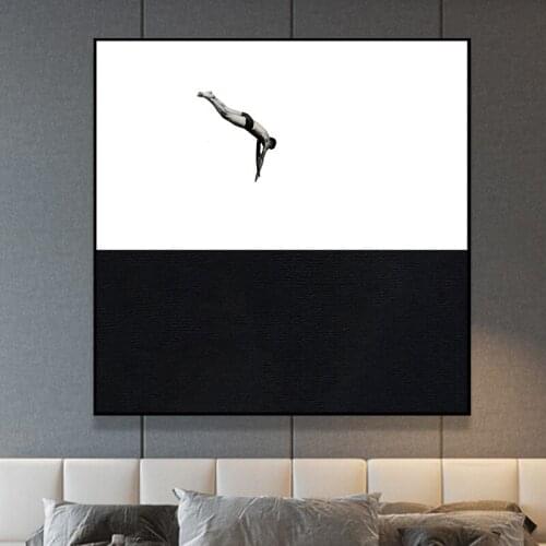 Black white wall art painting Diving picture canvas printing living room wall decor cuadros decoratives painting