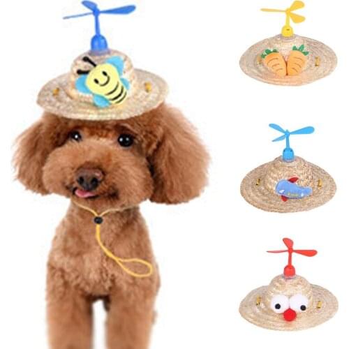Dog Hat Pet Small Medium Big Dogs Cats Costume Pets Photography Props Cute fan Dog Cat Straw Hat Headdress Pet Accessories