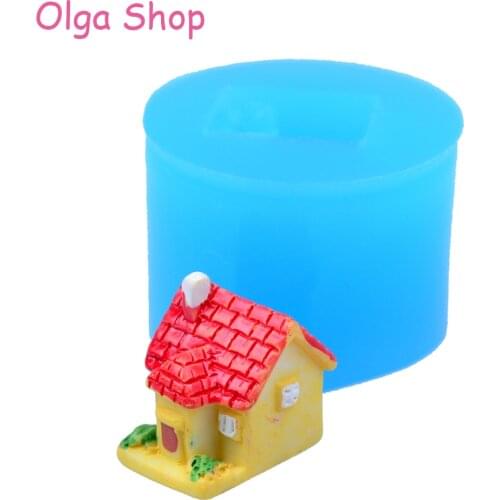 FYL181 15mm 3D Small House Fondant Cupcake Topper Gum Paste Resin Soap Tallow Miniature Food Soap Push Mold