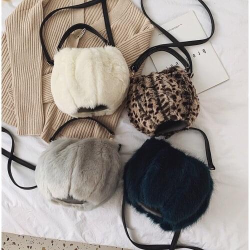 HISUELY Hot Sale Winter Fashion Women Shoulder Bag Ladies Crossbody Bag Leopard Plush Fur Hairy Female Bags bolsos mujer