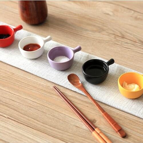 Ceramic Saucer Porcelain Japanese Style Creative Cutlery With Handgrip Sauce Small White Purple Red Cute 35ml 1 Pieces Wholesale