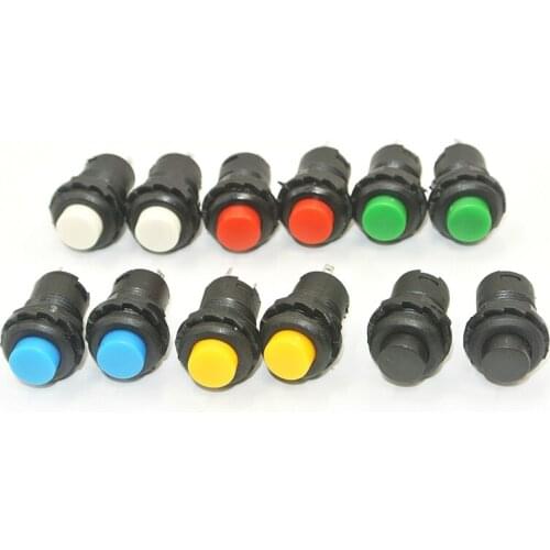 2Pcs Latching Self-locking Push Button SwitchON/OFF 12mm 3A /125VAC 1.5A/250VAC Red Green Blue Yellow Pushbutton Switches