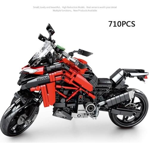 Technical Scale motorcycle building block Ducati Multistrada model vehicle steam assembly motor bricks toys collection for gifts