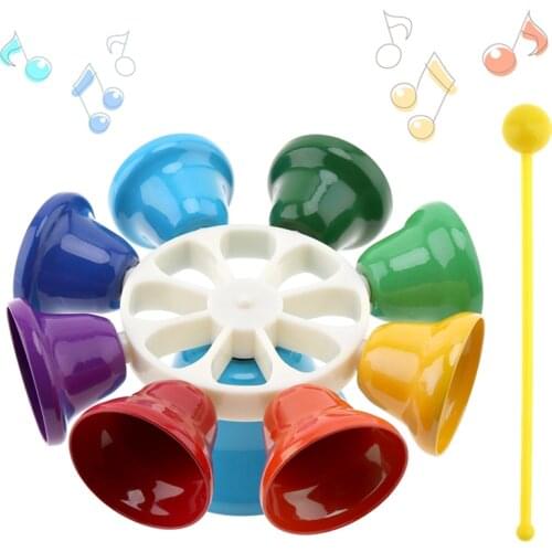 Colorful 8 Note Percussion Bell Hand Bell Musical Toy Children Baby Early Education Musical Instrument for Kids