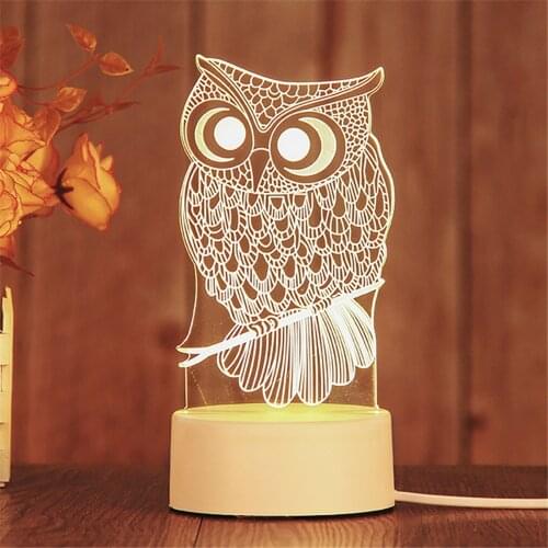 Owl Creative And Warm 3d Stereo Night Light For The One You Love Plastic Night Lights Desktop Led Lamps Home Decor Ornament
