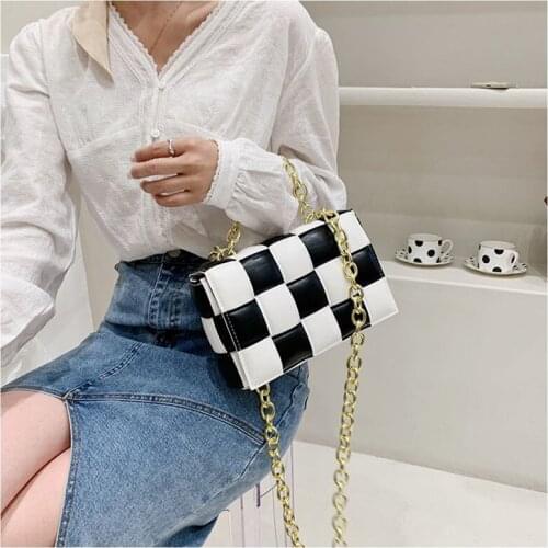 Fashion Metal Chain Crossbody Bags For Women Weave Square Clutch Bags High Quaity Designer Messenger Handbag