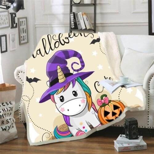 Cartoon printed Halloween Blanket Adult child Sherpa Fleece easy wash Blankets Bedding anime throw blankets on Bed Home Textiles
