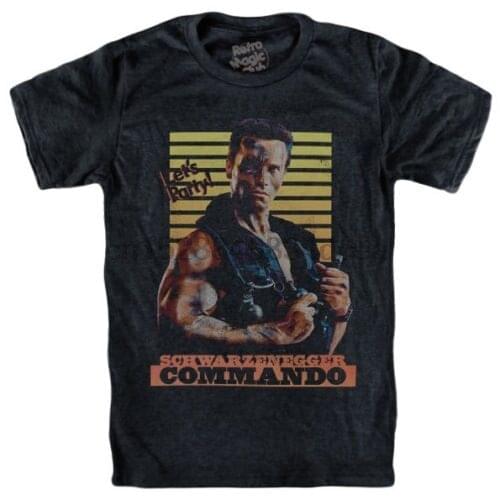 Commando T Shirt Arnold Schwarzenegger 1985 Alyssa Milano Terminator Predator Men T Shirt Fashion