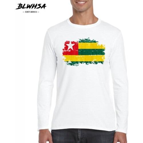BLWHSA Men T Shirts New Fashion Fitness Long Sleeve Togo Flag Tshirts Homme Tops Tees Camisetas Hombre Hip Hop Casual T-Shirt