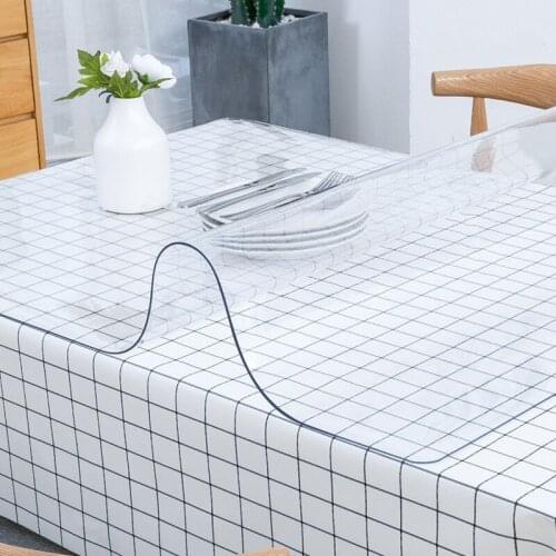 PVC Table Mat Transparent D' Waterproof Tablecloth Oil Tablecloth with Kitchen Pattern Glass Soft Cloth table cover 1.0 mm