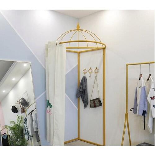 Nordic clothing store fitting room curtain simple golden net red dress shop floor dressing room changing room curtain
