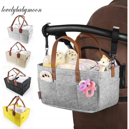 Baby Diaper Caddy Organizer Portable Holder Bag for Changing Table and Car Nursery Essentials Storage bin Hanging Bag Felt cloth