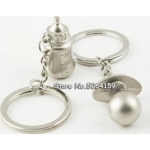 12pair=24pc Bottle Pacifier Nipple Keychain Birthday Baby Shower Favor Baptism Party Souvenir Gift for Guest Wedding Decoration