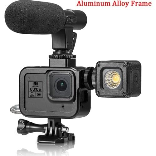 Aluminum Alloy Frame Mount for GoPro Hero 8, Housing Protective Shell Case Mount Accessories for Go Pro Hero 8 With Socket