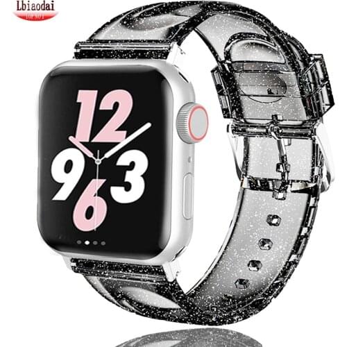 Glitter Strap for Apple watch 5 band 44mm 40mm iWatch 38mm 42mm Silicone watchband Slim bracelet for series 5 4 3 38/42/40/44 mm