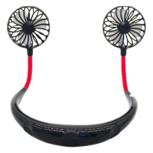 Hand Free Fan Sports Portable USB Rechargeable Dual Mini Air Cooler Summer Neck Hanging Fan Party Favor LX2409