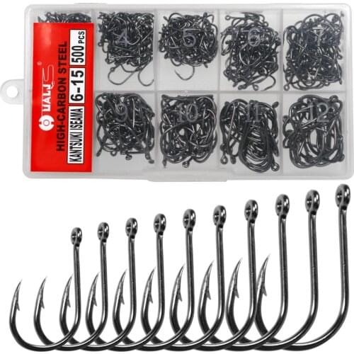 500pcs/lot Carp Fishing Hooks #6-#15 High Carbon Steel Freshwater Fishing Hooks Barbed jig hook Fishing Accessories