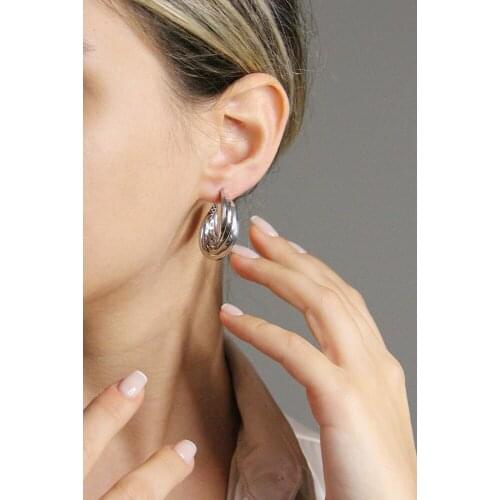 Argentum Concept-Silver Design Cross-Cutting Rings Earrings-K094501