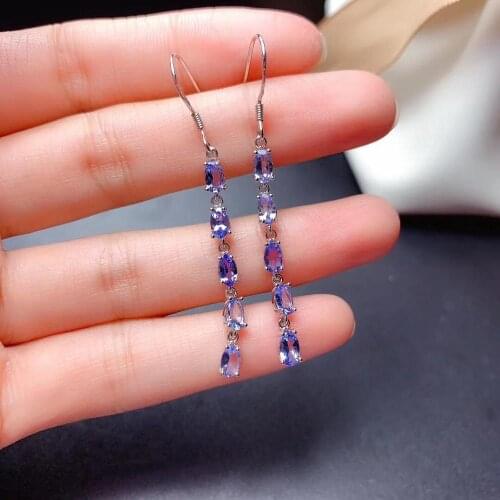 NaturalTanzanite Earring Real Tanzanite Earring 925 Silver sterling Fine Charm Jewelry for Women Wedding Party Earring
