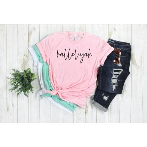 Skuggnas New Arrival Hallelujah T-shirt Christian T Shirt Short Sleeve Fashion Tumblr Tees Aesthetic Clothing Drop Shipping