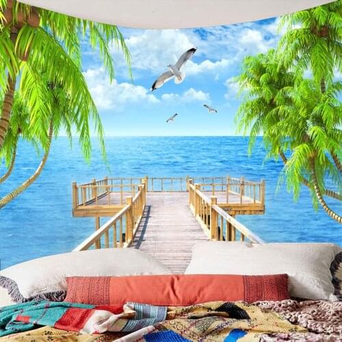 Modern 3D Hanging Tapestry Beach Towel Seascape Series Indoor Outdoor Wall Decor Home Living Room Bedroom Ornament
