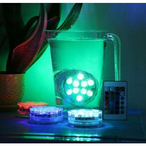 10LED Remote Control RGB Diving Lights Underwater Night Lights Outdoor Party Garden Swimming Pool Tank Decoration Light