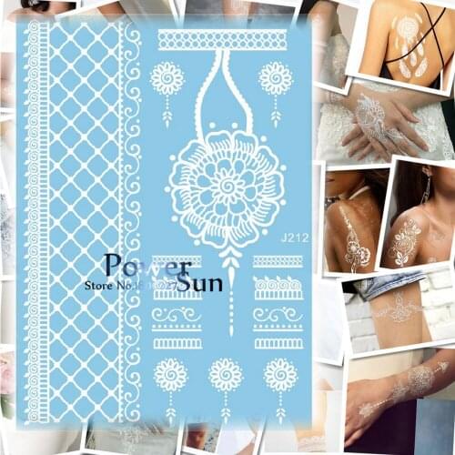 1PC Thick Bracelet White Flower Tattoo Body Art Temporary Tattoo Sticker Waterproof Henna Jewelry Lace Tatoo Women Wedding PJ212